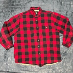 RedHead Mens XL Sherpa Lined Flannel Shirt Jacket Buffalo Plaid Red Black